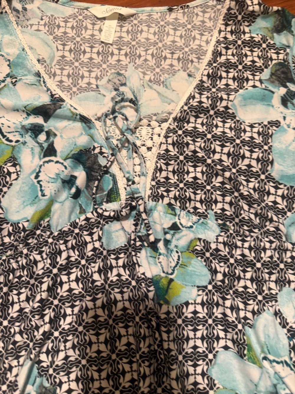 Soma Floral Mini Dress in Aqua and Black - Picture 7 of 9